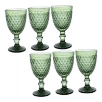 JOGO 6 TAÇAS ÁGUA BICO ABACAXI VERDE 325ML